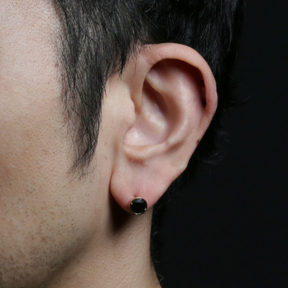 【ジャムホームメイド（JAMHOMEMADE）】オニキス ピアス - K18イエローゴールド / 片耳