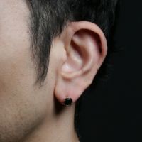 【ジャムホームメイド（JAMHOMEMADE）】オニキス ピアス - K18イエローゴールド / 片耳