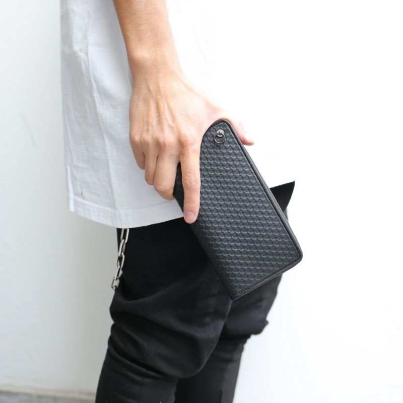 【ジャムホームメイド（JAMHOMEMADE）】ミッキー アイコン ラウンドファスナー 長財布 ブラック / ロングウォレット