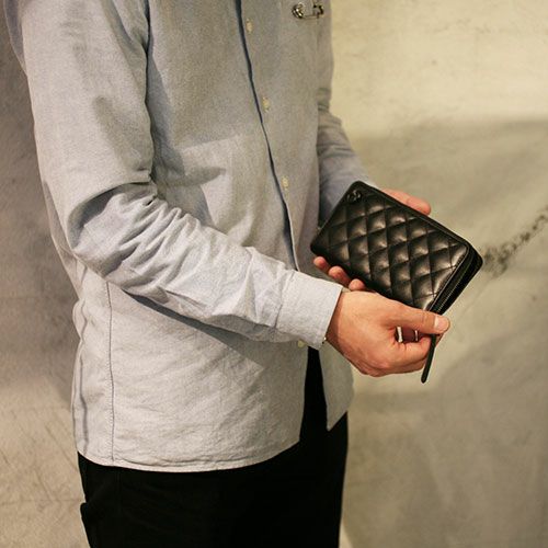 【ジャムホームメイド（JAMHOMEMADE）】キルティングラウンドファスナー 長財布 / ロングウォレット