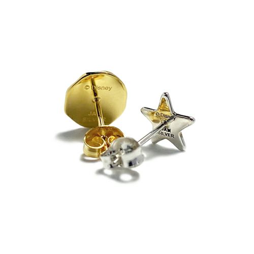 JWD-PI014)ミッキーマウススターピアス-ゴールド&シルバー/両耳