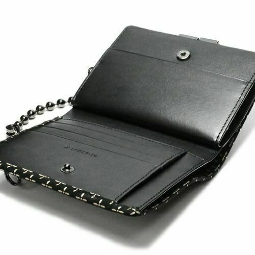 オンラインショップ限定 NUMBER(N)INE×印傳屋(印伝屋) ミディアムウォレット・がま札財布 -BLACK&WHITE- / 二つ折り財布