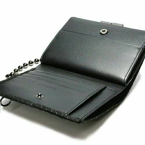 オンラインショップ限定 NUMBER(N)INE×印傳屋(印伝屋) ミディアムウォレット・がま札財布 -BLACK&BLACK- / 二つ折り財布