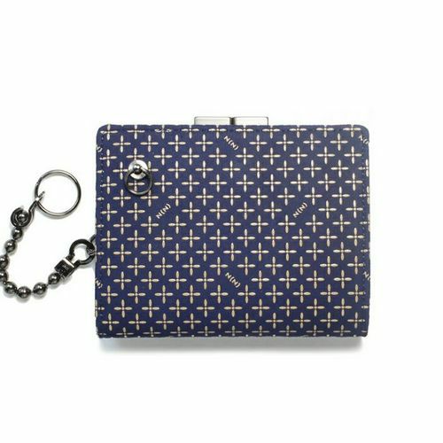 オンラインショップ限定 NUMBER(N)INE×印傳屋(印伝屋) ミディアムウォレット・がま札財布 -NAVY&WHITE- / 二つ折り財布