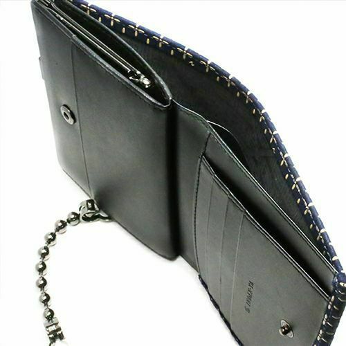 オンラインショップ限定 NUMBER(N)INE×印傳屋(印伝屋) ミディアムウォレット・がま札財布 -NAVY&WHITE- / 二つ折り財布