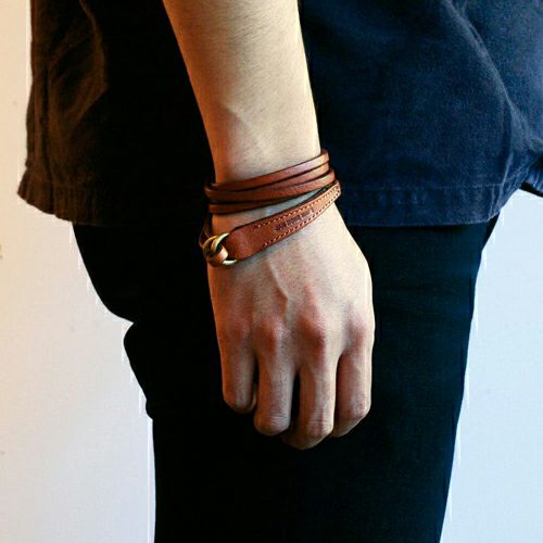 【ジャムホームメイド（JAMHOMEMADE）】アリゾナ レザー ブレスレット 5巻 -ブラウン