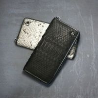 【ジャムホームメイド（JAMHOMEMADE）】リアルパイソン ラウンドファスナー 長財布  - ブラック / ロングウォレット