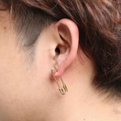 安全ピンダイヤモンドピアスM-K18イエローゴールド/片耳