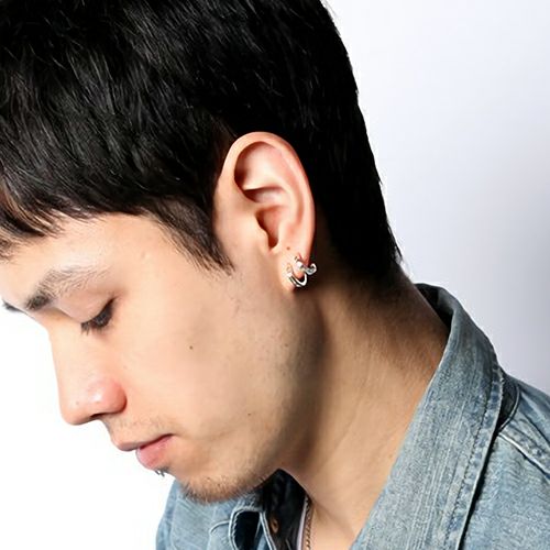 J-PI057-SV)フラットダブルダイヤモンドピアス-シルバー/両耳