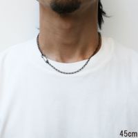 J-NC014-BK)安全ピン長アズキチェーンダイヤモンドネックレスS