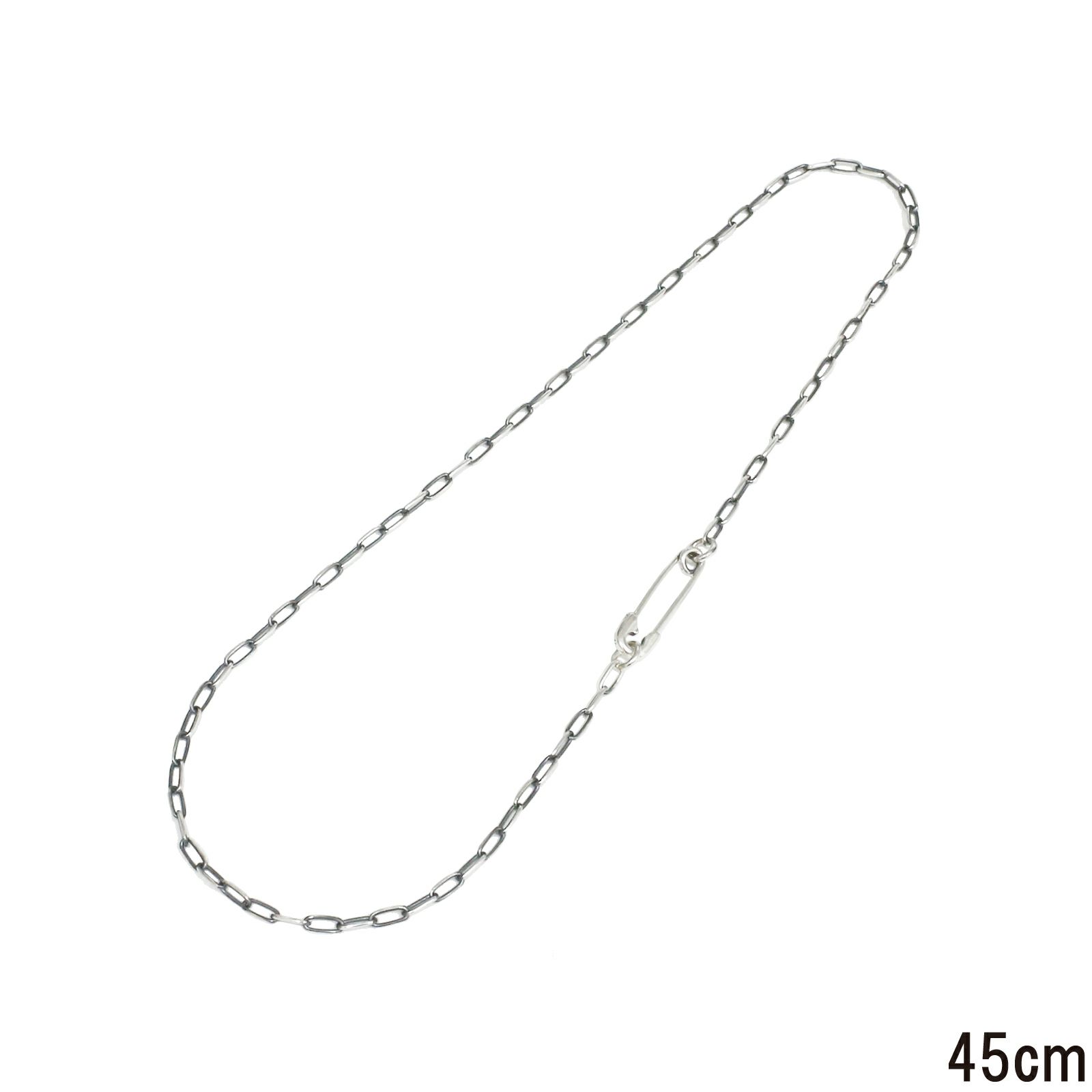 【ジャムホームメイド（JAMHOMEMADE）】安全ピン （セーフティピン） 長アズキ チェーンダイヤモンド ネックレス S - シルバー