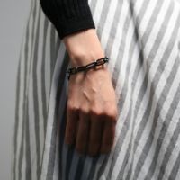 J-BR021-BK)安全ピン長アズキチェーンダイヤモンドブレスレットL