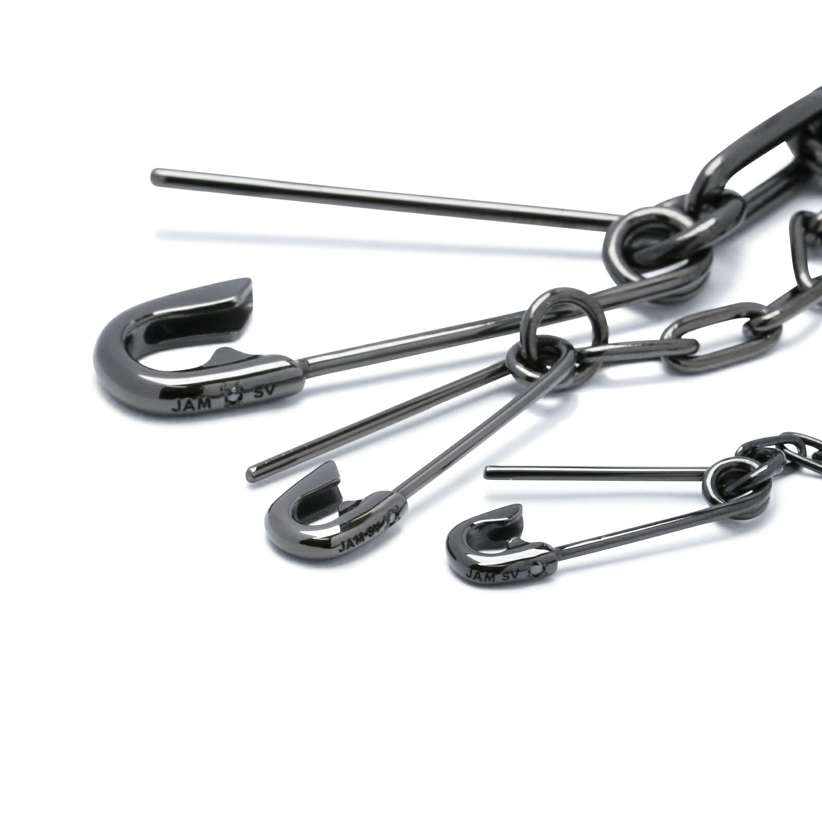 J-BR003-BK)安全ピン長アズキチェーンダイヤモンドブレスレットS