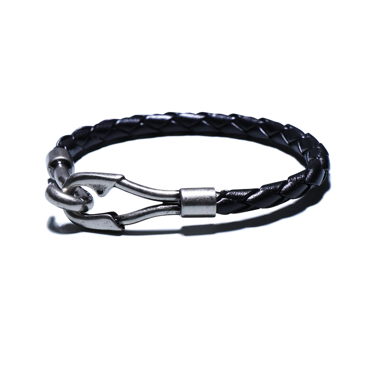 【ジャムホームメイド（JAMHOMEMADE）】編み込み レザー ブレスレット シングル -ブラック