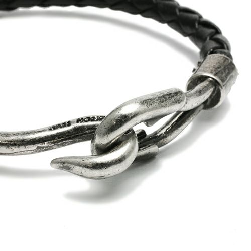 J-NS033-BK)編み込みレザーブレスレットシングル-ブラック J-NS033-BK)編み込みレザーブレスレットシングル-ブラック
