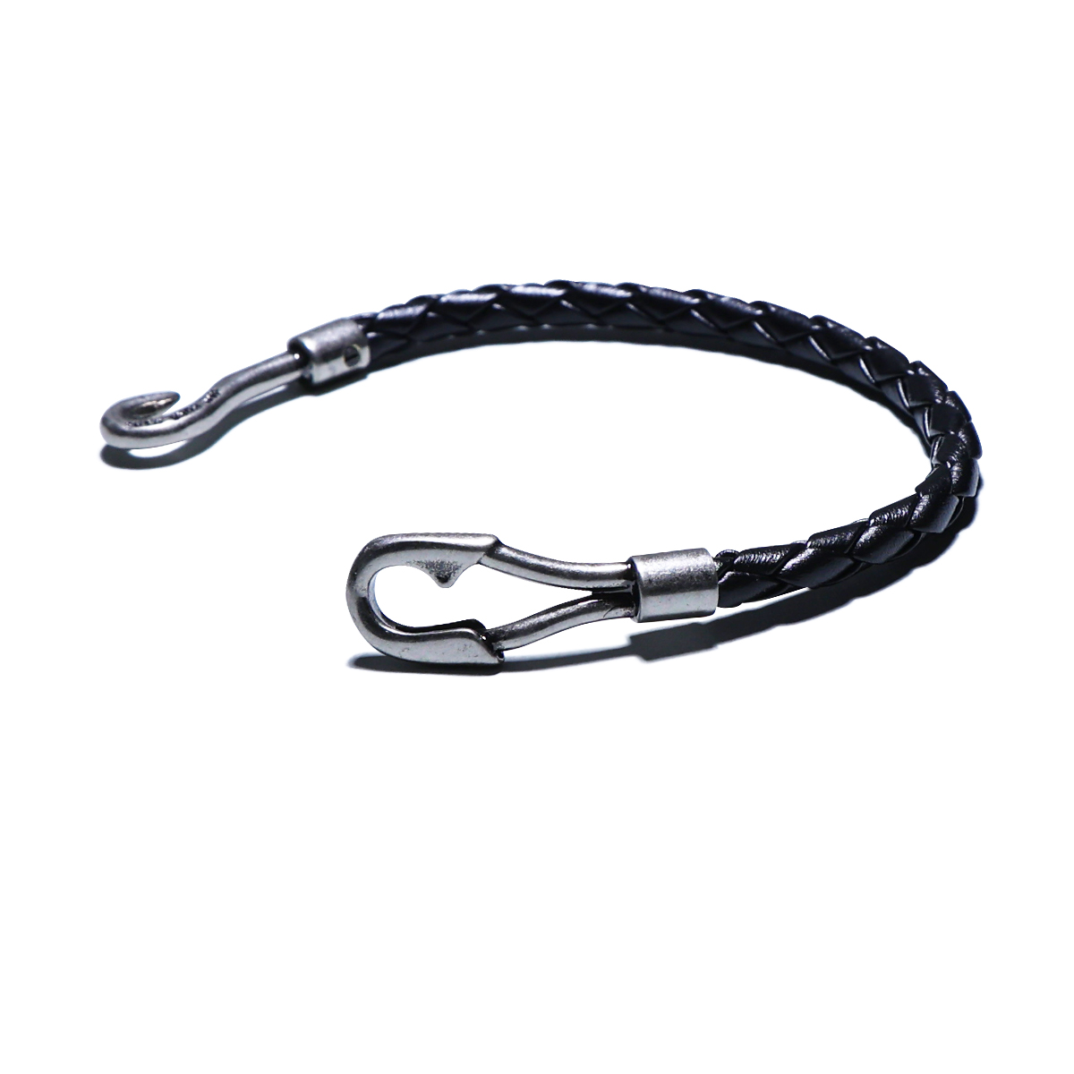 【ジャムホームメイド（JAMHOMEMADE）】編み込み レザー ブレスレット シングル -ブラック