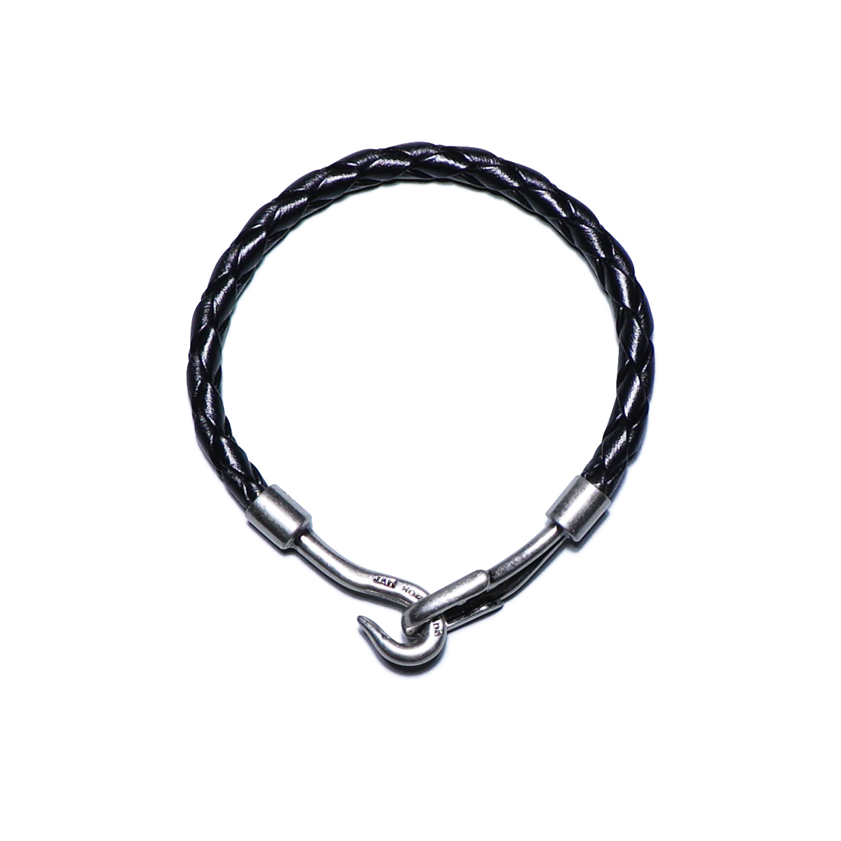 【ジャムホームメイド（JAMHOMEMADE）】編み込み レザー ブレスレット シングル -ブラック