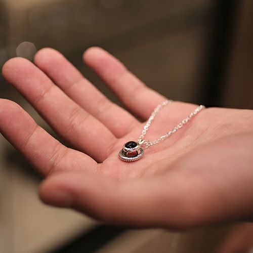 【ジャムホームメイド（JAMHOMEMADE）】4月 誕生石 スケルトン カレッジリング ネックレス M