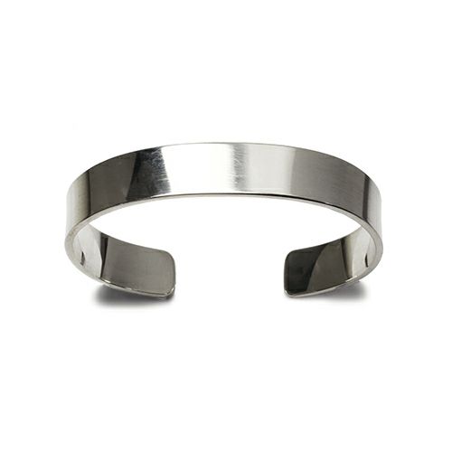 JBR081)平打ちFORGING（鍛造）バングルL-シルバー925/ブレスレット 