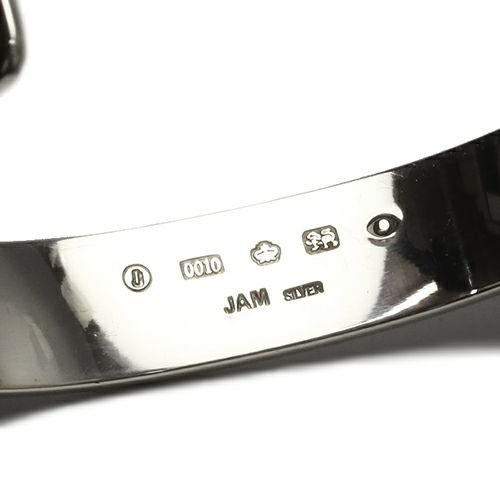 JBR081)平打ちFORGING（鍛造）バングルL-シルバー925/ブレスレット 