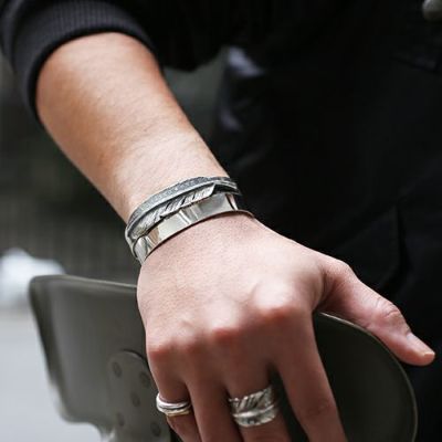 平打ちFORGING（鍛造）バングルL-シルバー925/ブレスレットの写真