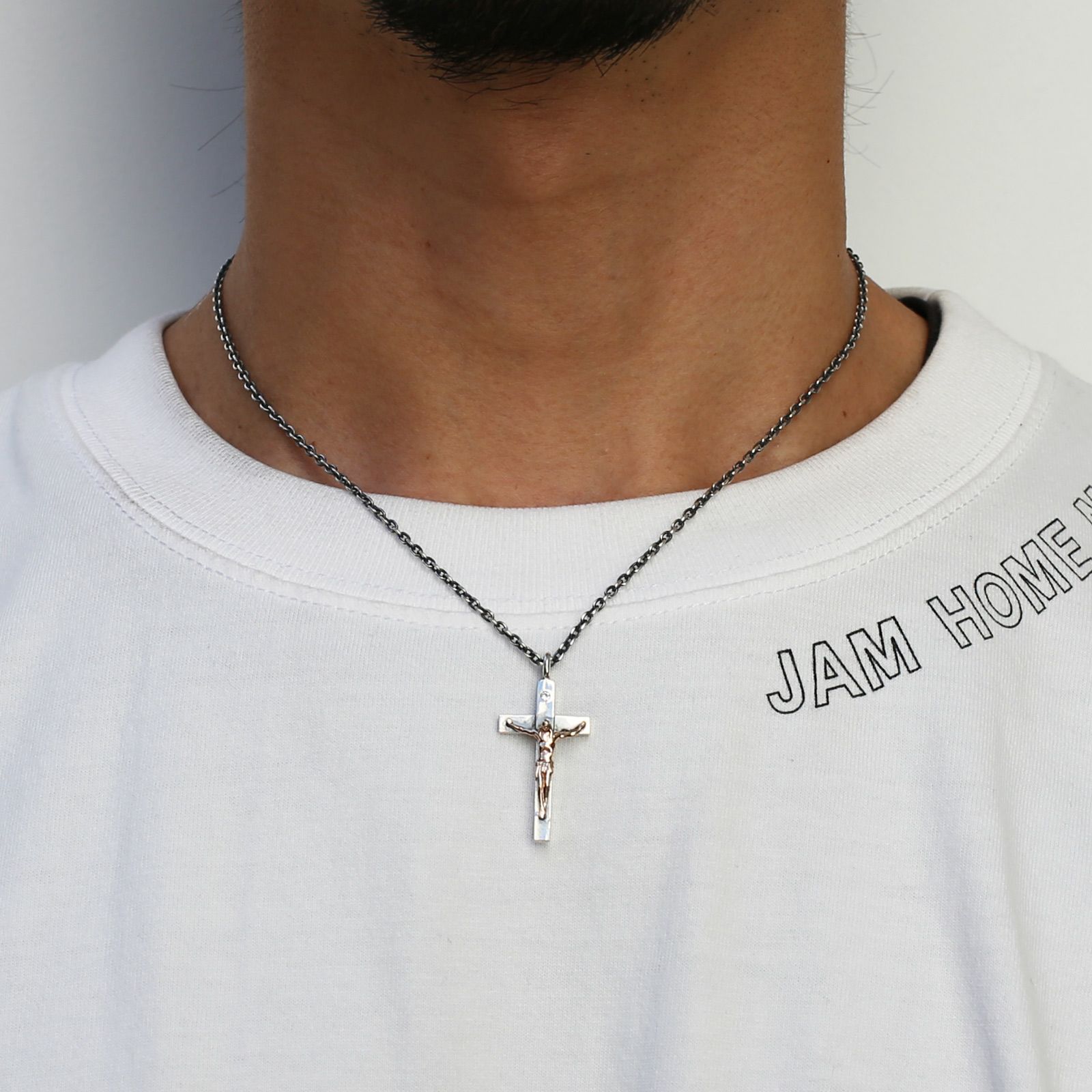 【ジャムホームメイド（JAMHOMEMADE）】K10イエローゴールド ダイヤモンド ロザリオ クロス ネックレス S