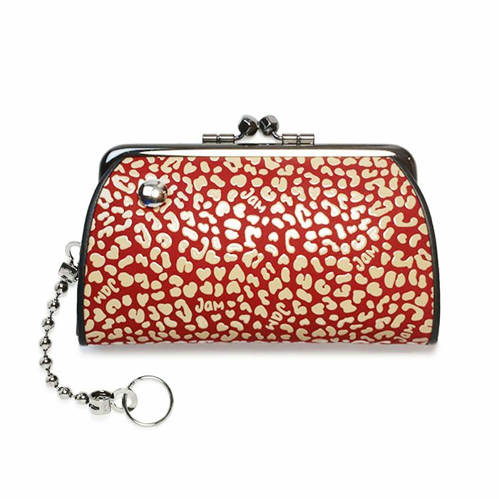 印傳屋(印伝屋） 親子がま口財布 RED×WHITE -LEOPARD- / 財布・革財布