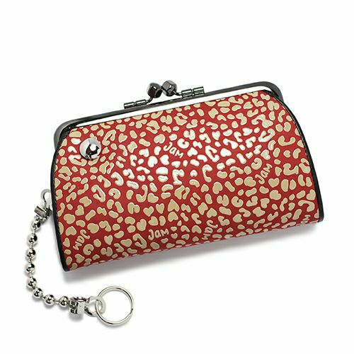 印傳屋(印伝屋) 親子がま口財布 RED×WHITE -LEOPARD-