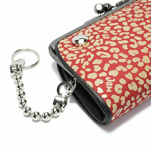 印傳屋(印伝屋) 親子がま口財布 RED×WHITE -LEOPARD-