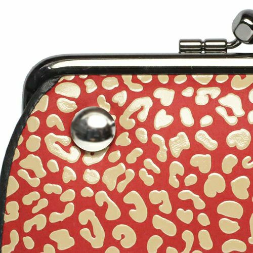 印傳屋(印伝屋) 親子がま口財布 RED×WHITE -LEOPARD-
