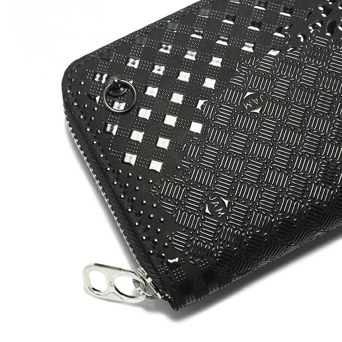 JIDWA50BK-BK)印傳-印伝屋ラウンドファスナー長財布山梨カモフラ柄