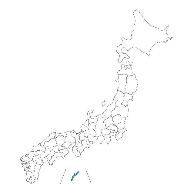 日本地図 沖縄県ネックレス アクセサリー通販のジャムホームメイド