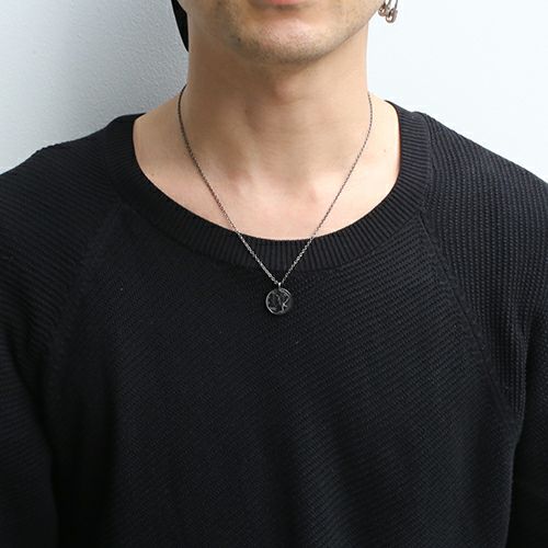 J-NS365-BK)ヴィンテージマーキュリーコインネックレス-ブラック