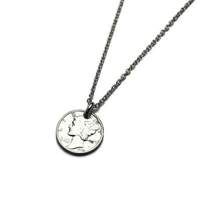 ヴィンテージマーキュリーコインネックレス-ロジウムの写真