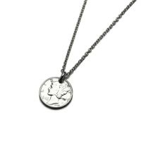 J-NS365-RP)ヴィンテージマーキュリーコインネックレス-ロジウム