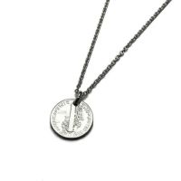 J-NS365-RP)ヴィンテージマーキュリーコインネックレス-ロジウム