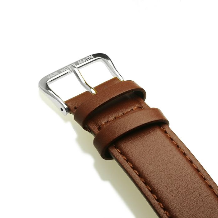 【ジャムホームメイド（JAMHOMEMADE）】ジャムウォッチ タイプ3 シルバー/ブラック -レザーベルト(ブラウン)- / 腕時計・ペアウォッチ