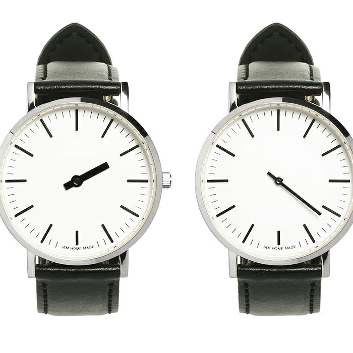 ジャムウォッチ TYPE-3 PAIR シルバー/ホワイト -レザーベルト(ブラック)- / 時計・腕時計 / ペアウォッチ・時計