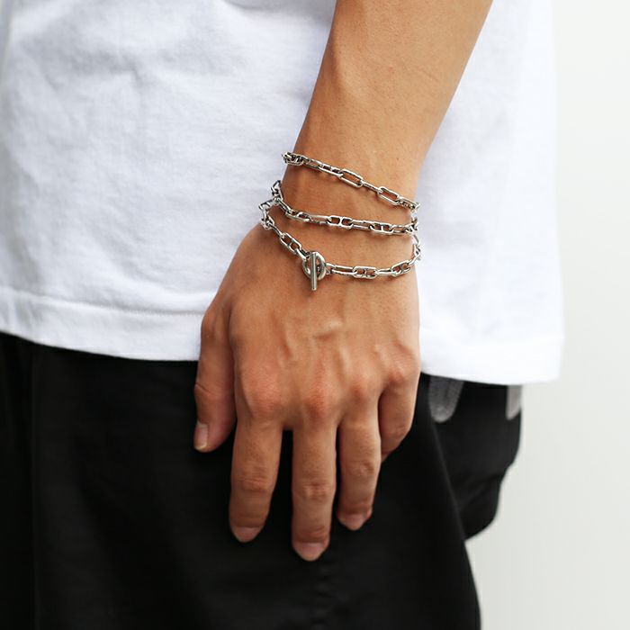 J-NS486BR)マリンチェーン3巻きブレスレット-シルバー925 