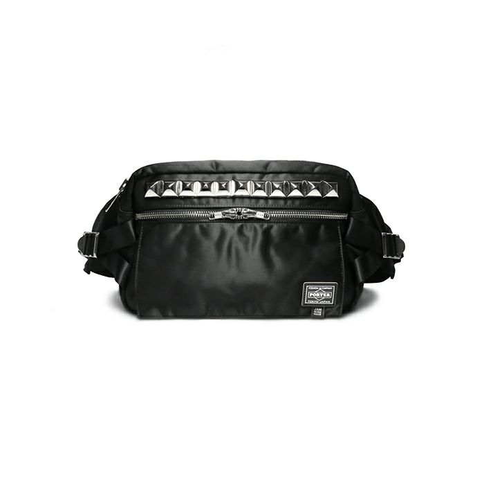 【ジャムホームメイド（JAMHOMEMADE）】ポーター/PORTER スタッズ ボディバッグ ファスナータイプ ウエストポーチ