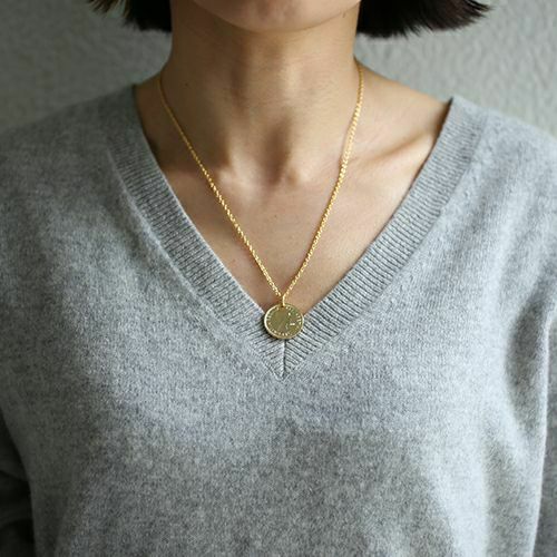 【ジャムホームメイド（JAMHOMEMADE）】2月 誕生石 コイン ネックレス ヴィンテージ シックスペンスコイン - ゴールド