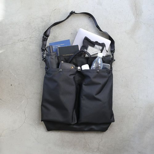 JNS1035)エシカル レザー & エココーデュラ コンビ ヘルメットバッグ 