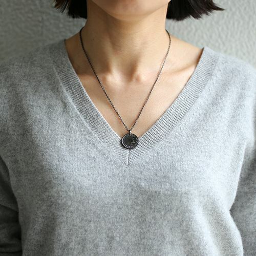【ジャムホームメイド（JAMHOMEMADE）】ヴィンテージシックスペンスコインネックレス-ブラック/12月誕生石/タンザナイト