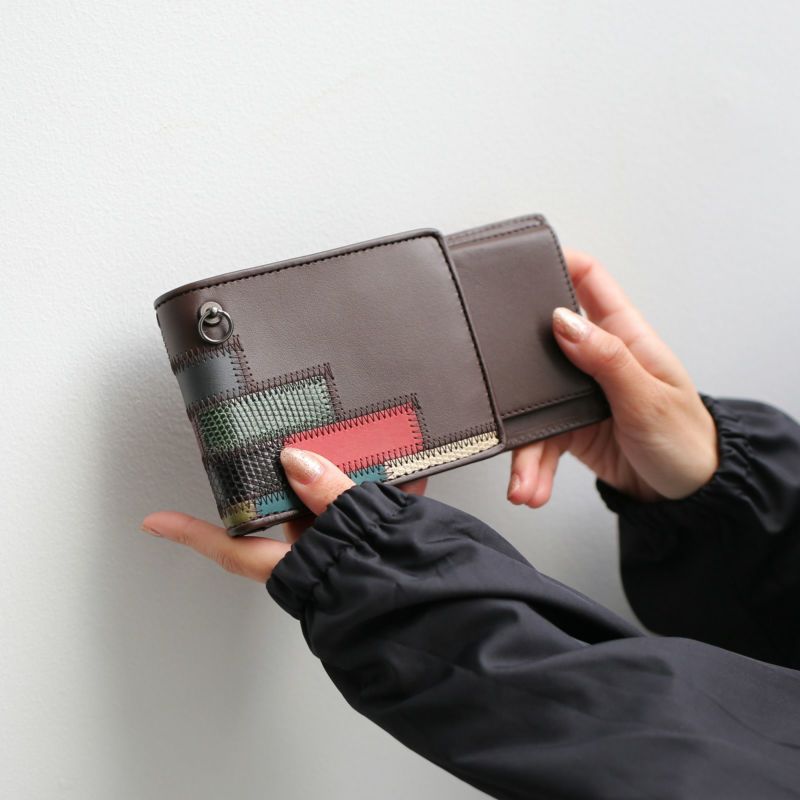 グラム/glambGAUDYセミロングウォレット-ブラウンマルチ/二つ折り財布