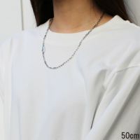 JNS414-SV)マガタマシンプルチェーンネックレス&ブレスレット-シルバー