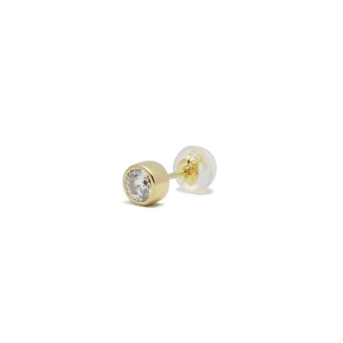 モアサナイトモダンピアス 4mm -K18イエローゴールド/片耳の写真