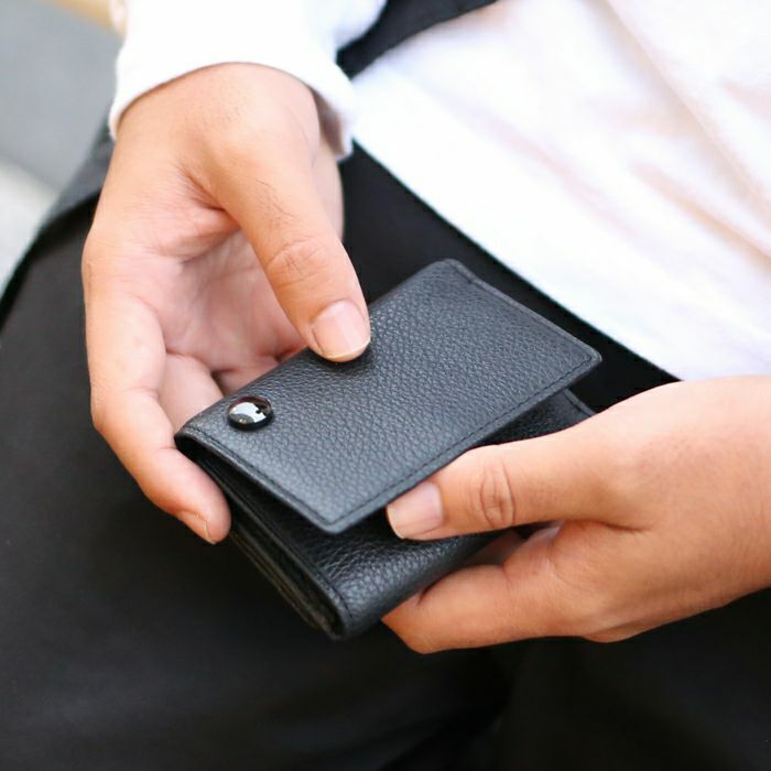 牛革 レザー REIWA コンパクト ミニ ウォレット スクリュー 三つ折り財布 / フラグメントケース