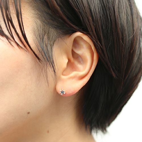 J-NS234)クラシックブラックダイヤモンドピアス/片耳