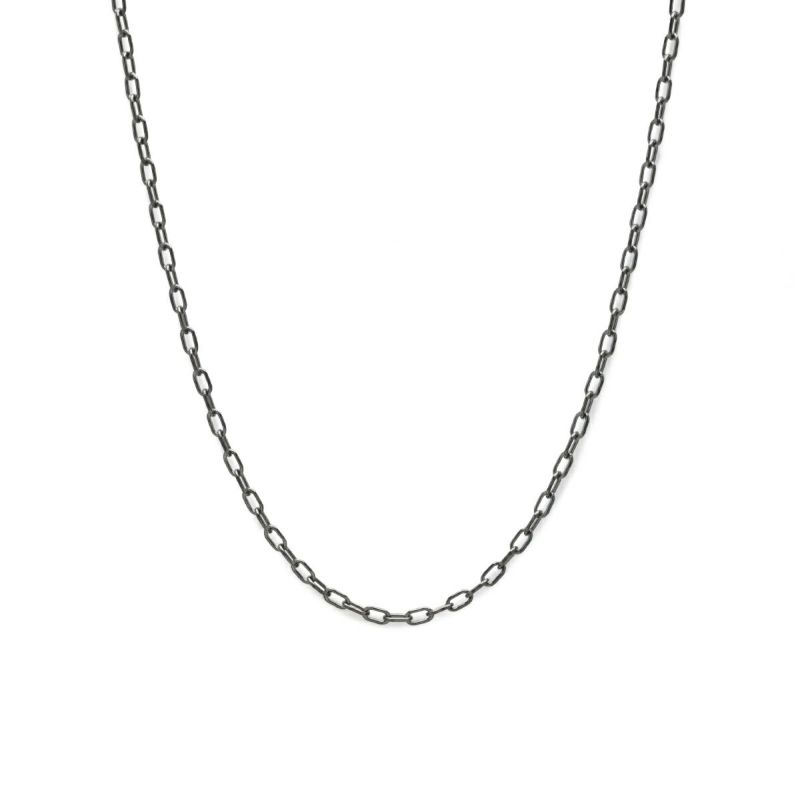 JNC076-BK)安全ピン長アズキチェーンダイヤモンドネックレスXS