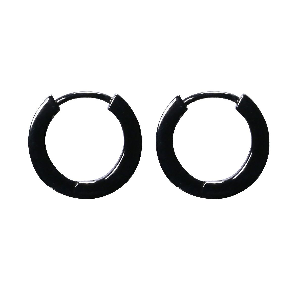 J-PI057-BK)フラットダブルダイヤモンドピアス-ブラック/両耳